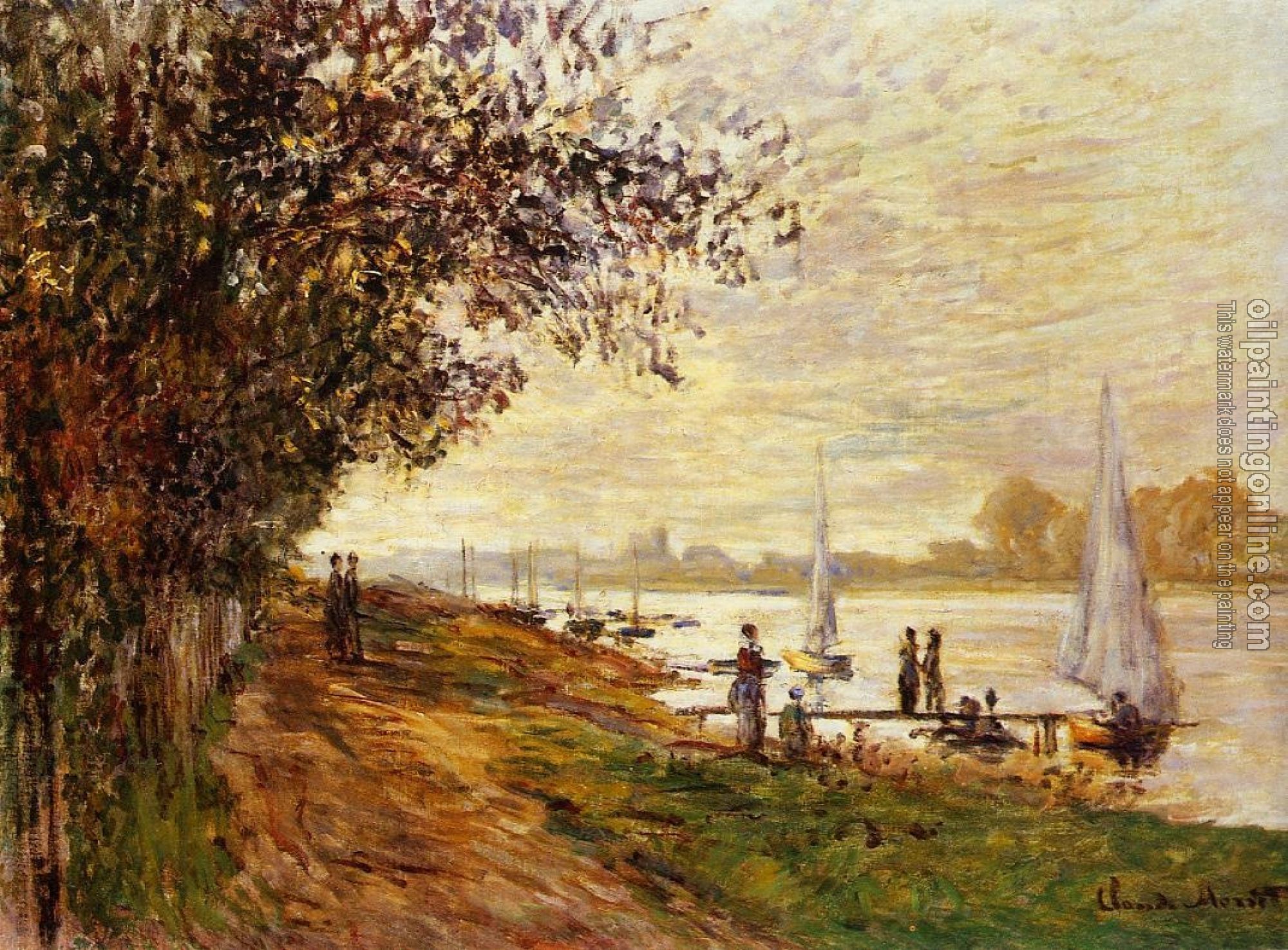 Monet, Claude Oscar - The Riverbank at Le Petit-Gennevilliers, Sunset